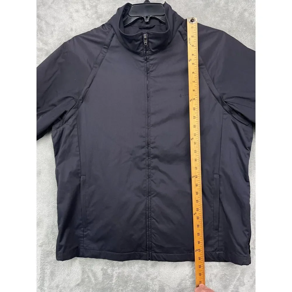 VTG NIKE Men's Full Zip Windbreaker Jacket XXL Black Logo Zip Sides‎